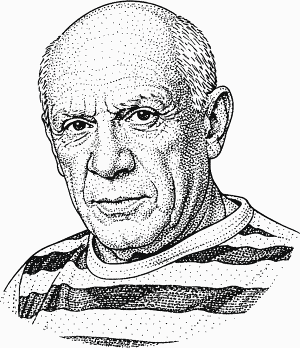 Pablo Picasso quote portrait about saving, wisdom