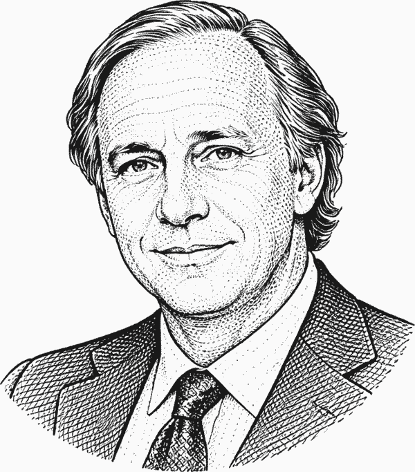 Ray Dalio quote portrait about long-term