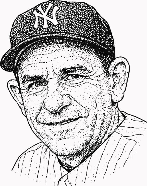 Yogi Berra quote portrait about wisdom